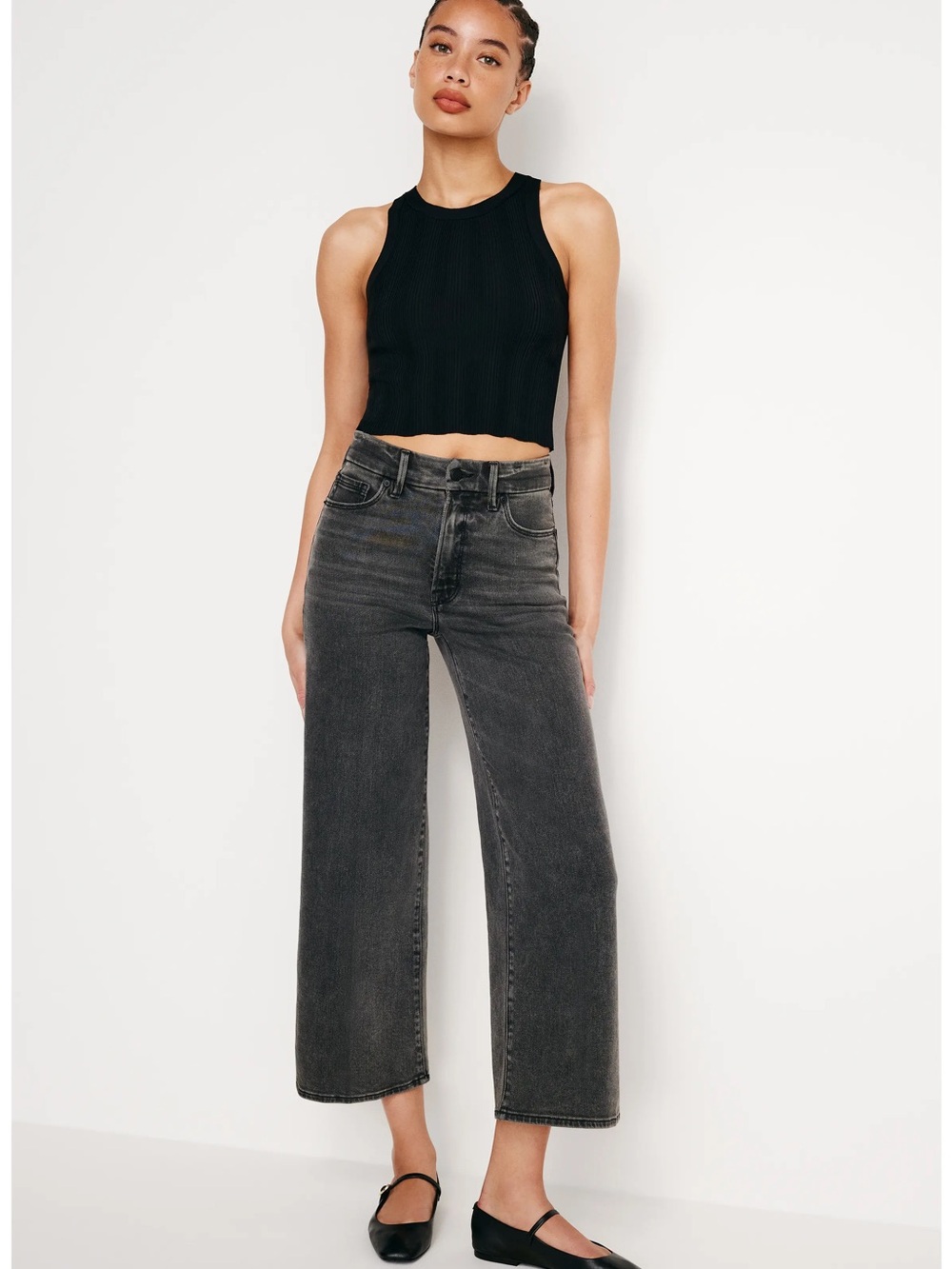 Good American Good Waist Palazzo Crop Jeans 10/30